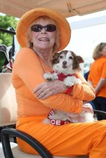 12 Thuringian Charity Open Mühlberg 01 06 2018 Mühlberg 12 Thuringian Charity Open in the picture Elke Sommer with dog Smiley