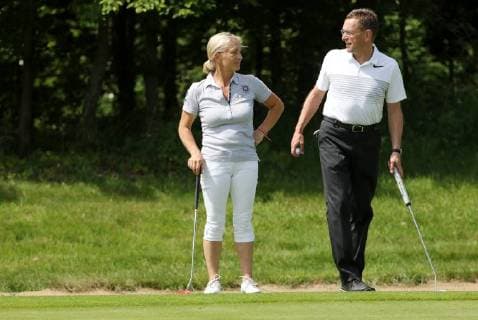 12 Thuringian Charity Open Mühlberg 01 06 2018 Mühlberg 12 Thuringian Charity Open in the picture Heidi Beckenbauer and Ralf Rangnick