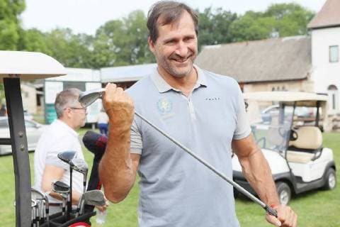 Lars Riedel during a golf tournament in Mühlberg