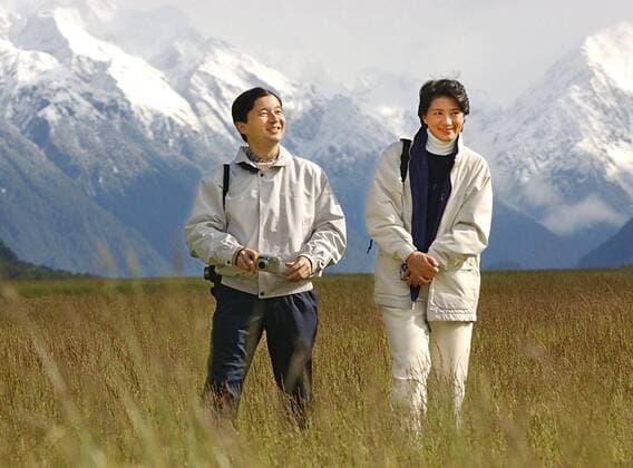 Crown Princess Naruhito, Crown Princess Masako File photo taken Dec. 15, 2002, shows Japanese Crown Prince Naruhito (L) and Crown Princess Masako visiting Fiordland National Park in New Zealand. 