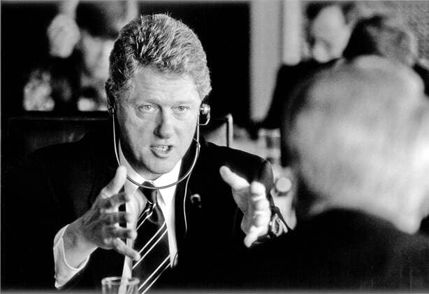 ***FILE PHOTO*** Bill Clinton Has Not Apologized To Monica Lewinsky And Claims Did The Right Thing Staying In Office. United States President Bill Clinton discusses ways to solidify democracy in the former Soviet Union, with President Boris Yeltsin of Russia during their historic summit in Vancouver, B.C., Canada. Before leaving for Vancouver, the President remarked that the Russian peoples struggle to build free societies is one of the great human dramas of our day. Copyright: xWhitexHousexphotoxfromxConsolidatedxNewsxPhotosx