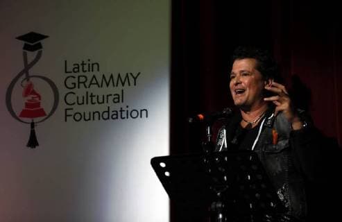 Colombian singer Carlos Vives announces the winner of the Carlos Vives grant, Nicolle Horbath, in Bogota, Colombia, 05 June 2018. The Latin Grammy Cultural Foundation granted the Carlos Vives grant for new talents to young Nicolle Horbath, who will study composition at Berklee. Young Colombian singer receives Carlos Vives grant !ACHTUNG: NUR REDAKTIONELLE NUTZUNG!  Copyright: xMauricioxDuenasxCastanedax BOG04 20180605-636638274558623718