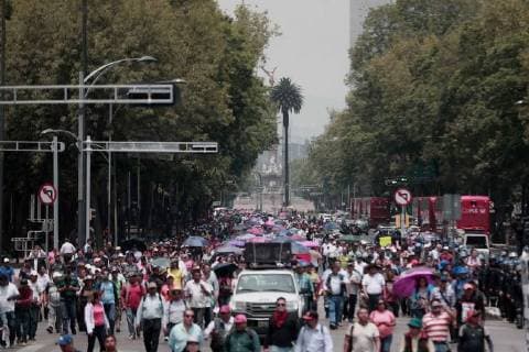 June 6, 2018 - EUM20180606NAC04.JPG.CIUDAD DE MEXICO.- Protest Protesta-CNTE.- Integrantes de la Coordinadora Nacional de Trabajadores de la Educacion (CNTE), marcharon este miercoles en contra de la reforma educativa por Paseo de la Reforma, este miercoles 6 de junio de 2018. En las inmediaciones de la embajada de Estados Unidos realizaron un mitin. Foto: Agencia EL UNIVERSAL RCC.  - ZUMAu78_ 20180606_zaf_u78_600 Copyright: xAlejandraxLeyvax