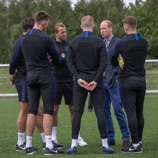 . 07 06 2018. Leeds, United Kingdom.The Duke of Cambridge meets the England Football squad at the West Riding County Football Association in Leeds , United Kingdom, as they prepare for the World Cup in Russia.  xPoolx xi-Imagesx IIM-17925-0015