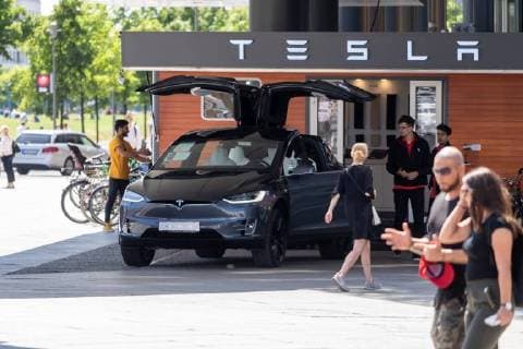 07 06 2018 Berlin Germany GER Tesla Model X seen at Potsdamer Platz
