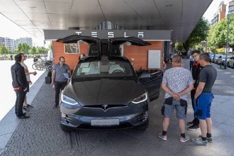 07 06 2018 Berlin Germany GER Tesla Model X seen at Potsdamer Platz
