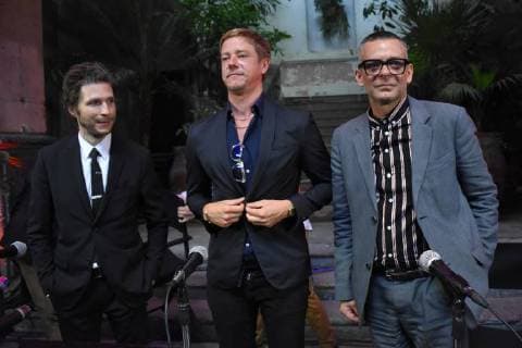 CIDADE DO MÉXICO, DF - 07.06.2018: INTERPOL MARAUDER ALBUM LAUNCH IN MEXICO - Daniel Kessler, Paul Banks and Sam Fogarino members of American band during a press conference launch the new album & 39;Marauamp& 39; in Mexico City, Mexico x1546742x  CarlosxTischler