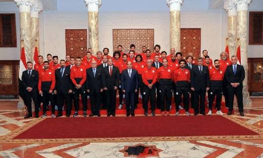 June 9, 2018 - Cairo, Cairo, Egypt - Egyptian President Abdel Fattah al-Sisi meets with Egypt s national football team before travelling to Russia to attend World Cup at the Ittihadiya presidential palace in Cairo, Egypt, June 9, 2018 Cairo Egypt - ZUMAap3_ 20180609_zaf_ap3_098 Copyright: xEgyptianxPresidentxOfficex