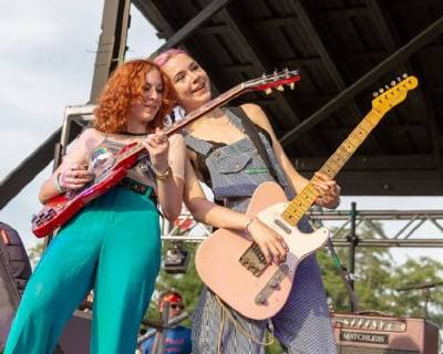 June 9, 2018 - Manchester, Tennessee, U.S - GENESSA GARIANO and LYDIA NIGHT of The Regrettes during Bonnaroo Music Festival 2018 in Manchester, Tennessee Manchester U.S. - ZUMAs135 20180609_zap_s135_651 Copyright: xDanielxDeSloverx