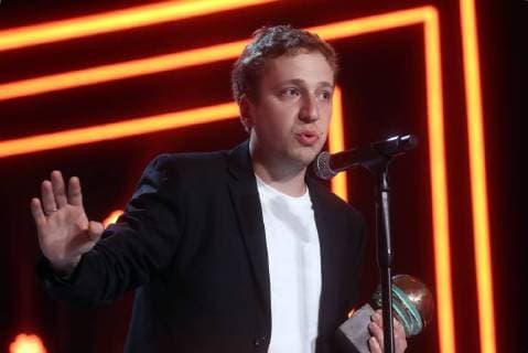 SOCHI, RUSSIA - JUNE 10, 2018: Actor Stepan Devonin, the winner of the Best Actor award for the film Core of the World, at the closing ceremony of the 29th Kinotavr Film Festival. Vyacheslav Prokofyev TASS  TS0836DE