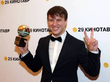 SOCHI, RUSSIA - JUNE 10, 2018: Director Igor Poplaukhin, the winner of the Kinotavr Shorts award for the film Calendar, at the closing ceremony of the 29th Kinotavr Film Festival. Vyacheslav Prokofyev TASS  TS0836F2
