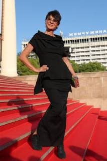 SOCHI, RUSSIA - JUNE 10, 2018: Writer and public figure Irina Khakamada at the closing ceremony of the 29th Kinotavr Film Festival. Vyacheslav Prokofyev TASS  TS083700