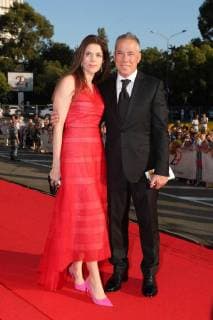 SOCHI, RUSSIA - JUNE 10, 2018: Restaurateur Arkady Novikov (R) and his wife Nadezhda at the closing ceremony of the 29th Kinotavr Film Festival. Vyacheslav Prokofyev TASS  TS08373A