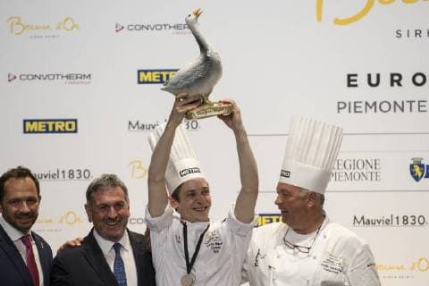 June 12, 2018 - Turin, Piedmont, Italy - Turin, Italy-June 12, 2018: Curtis Mulpas during the Award ceremony for the Bocuse d Or competition, the world s most famous international cooking competition in Turin. 20 international chefs face off to win a place in the January world final in Lyon Turin Italy - ZUMAg210 20180612_zbp_g210_161 Copyright: xStefanoxGuidix