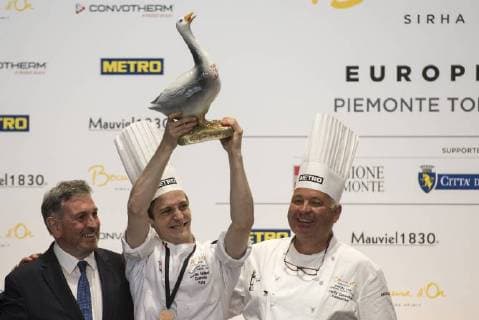June 12, 2018 - Turin, Piedmont, Italy - Turin, Italy-June 12, 2018: Curtis Mulpas during the Award ceremony for the Bocuse d Or competition, the world s most famous international cooking competition in Turin. 20 international chefs face off to win a place in the January world final in Lyon Turin Italy - ZUMAg210 20180612_zbp_g210_162 Copyright: xStefanoxGuidix