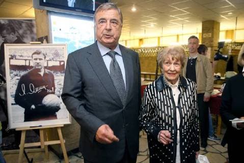 MOSCOW, RUSSIA â€“ JUNE 13, 2018: Yashin s widow Valentina at the premiere of Svetlana Kharchevina s film Lev Yashin No 1 , a documentary about Soviet football goalkeeper Lev Yashin. Alexander Shcherbak TASS  TS083EB7