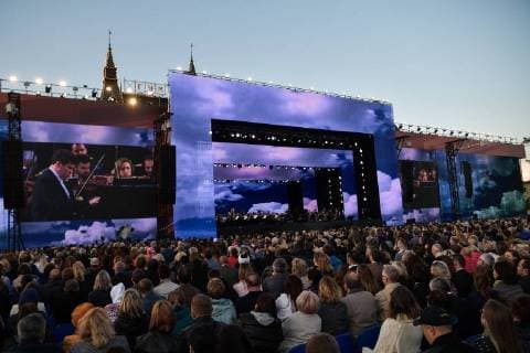 MOSCOW, RUSSIA â€“ JUNE 13, 2018: A concert by opera stars ahead of the 2018 FIFA World Cup, at Moscow s Red Square. Alexei Nikolsky Russian Presidential Press and Information Office TASS  TS083F6C