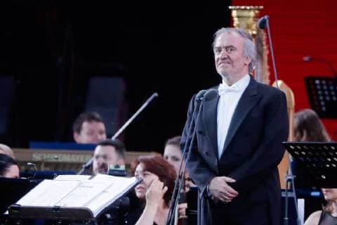 MOSCOW, RUSSIA â€“ JUNE 13, 2018: Mariinsky Theatre artistic director, conductor Valery Gergiev during a concert by opera stars ahead of the 2018 FIFA World Cup, at Moscow s Red Square. Mikhail Metzel TASS  TS084002
