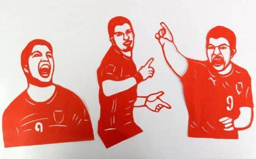 Paper-cutting of football stars mark World Cup 2018 The folk artist Feng Shiping makes paper-cutting works of football stars including Lionel Messi, Neymar da Silva Santos Junior, Thomas Muller, Luis Suarez and Cristiano Ronaldo in Handan, north China s Hebei Province, marking the upcoming World Cup 2018. CHINA OUT Handan Handan China  HaoxQunying