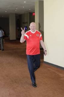 June 14, 2018 - New York, United States - United Nations, New York, USA, June 14 2018 - Vassily Nebenzia, Permanent Representative of the Russian Federation to the United Nations and President of the Security Council for the month of June, during a Ambassadors celebration of the opening of this years FIFA World Cup today at the UN Headquarters in New York City. New York United States  - ZUMAn230 20180614_zaa_n230_1032 Copyright: xLuizxRampelottox