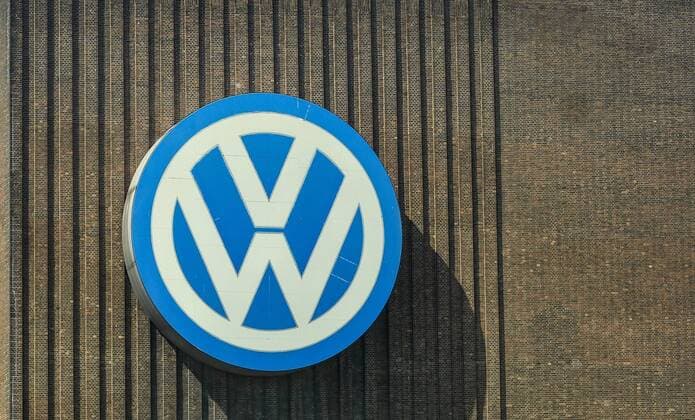 VW Emblem VW headquarters in Wolfsburg