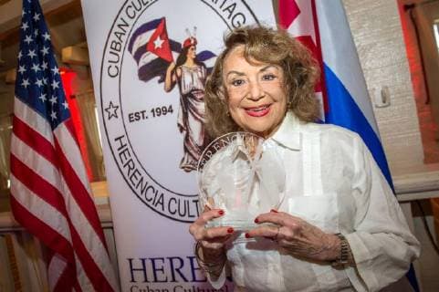 Cuban writer Delia Fiallo receives the Herencia 2018 award granted by the organization Herencia Cultural Cubana , in Miami, Florida, United States, 16 June 2018. Herencia 2018 Award in Miami !ACHTUNG: NUR REDAKTIONELLE NUTZUNG!  Copyright: xGiorgioxVierax MIA02 20180616-636647815198312464