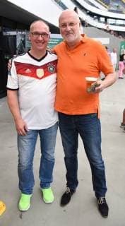 7 06 2018 Frankfurt am Main Commerzbankarena Public viewing World Cup 2018 Germany against Mexico Dominik Kuhn FFH and Volker Harr Helaba Sv Darmstadt