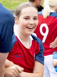 18-06-2018 Norway Prince Haakon and Princess Mette Marit and Princess Ingrid Alexandra and Prince Sverre Magnus during the friendship football match between Team Skaugum and Nordstrand Allsport at Skaugum Stadium.  Copyright: xPPEx