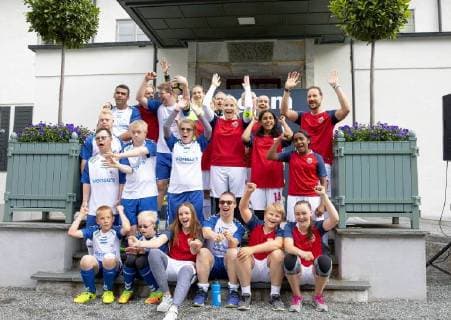 18-06-2018 Norway Prince Haakon and Princess Mette Marit and Princess Ingrid Alexandra and Prince Sverre Magnus during the friendship football match between Team Skaugum and Nordstrand Allsport at Skaugum Stadium.  Copyright: xPPEx