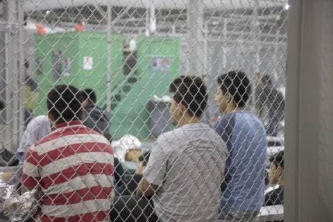 June 18, 2018 - McAllen, Texas, U.S. - In this photo provided by on, people who ve been taken into custody related to cases of illegal entry into the United States, sit in one of the cages at a facility in McAllen, Texas, Sunday, June 17, 2018. McAllen U.S.  - ZUMA 20180618_jlr_z03_005 Copyright: xU.S.xCustomsxandxBorderxProtectix