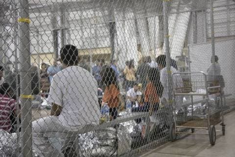 June 18, 2018 - McAllen, Texas, U.S. - In this photo provided by on, people who ve been taken into custody related to cases of illegal entry into the United States, sit in one of the cages at a facility in McAllen, Texas, Sunday, June 17, 2018. McAllen U.S.  - ZUMA 20180618_jlr_z03_006 Copyright: xU.S.xCustomsxandxBorderxProtectix