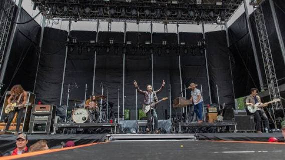June 19, 2018 - Oshkosh, Wisconsin, U.S - ERIC STEEDLY, TRIPP HOWELL, BRANDON LANCASTER, JARED HAMPTON and CHANDLER BALDWIN of Lanco during Country USA Music Festival at Ford Festival Park in Oshkosh, Wisconsin Oshkosh U.S. - ZUMAs135 20180619_zap_s135_543 Copyright: xDanielxDeSloverx