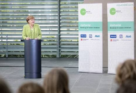 Chancellor Angela Merkel CDU at an award ceremony to the winners of the competition startsozial 2017 2018 at the Federal Chancellery in Berlin 20 06 2018 Berlin Germany Copyright: xFelixxZahnx