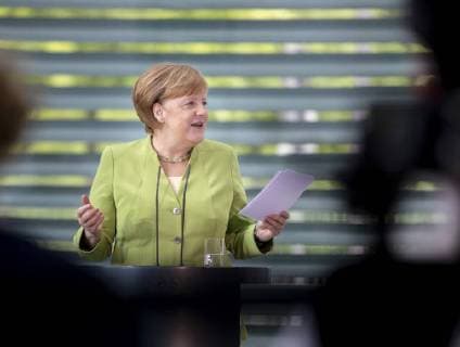 Chancellor Angela Merkel CDU at an award ceremony to the winners of the competition startsozial 2017 2018 at the Federal Chancellery in Berlin 20 06 2018 Berlin Germany Copyright: xFelixxZahnx