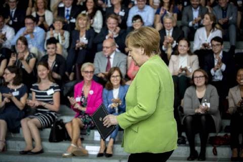 Chancellor Angela Merkel CDU at an award ceremony to the winners of the competition startsozial 2017 2018 at the Federal Chancellery in Berlin 20 06 2018 Berlin Germany Copyright: xFelixxZahnx