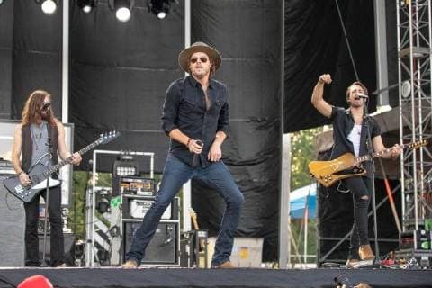 June 20, 2018 - Oshkosh, Wisconsin, U.S - GRAHAM DELOACH, MICHAEL HOBBY and ZACH BROWN of A Thousand Horses during Country USA Music Festival at Ford Festival Park in Oshkosh, Wisconsin Oshkosh U.S. - ZUMAs135 20180620_zap_s135_520 Copyright: xDanielxDeSloverx