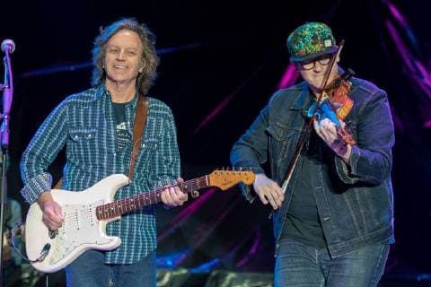 June 21, 2018 - Oshkosh, Wisconsin, U.S - JEFF HANNA and ROSS HOLMES of The Nitty Gritty Dirt Band during Country USA Music Festival at Ford Festival Park in Oshkosh, Wisconsin Oshkosh U.S. - ZUMAs135 20180621_zap_s135_530 Copyright: xDanielxDeSloverx