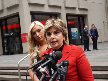 June 22, 2018 - New York, New York, U.S. - Former Houston Texans Cheerleader Angelina Rosa sues the National Football League(NFL). Lawyer Gloria Allred holds a press conference in front of NFL Headquarters in New York City.Gloria Allred (right), Angelina Rosa (middle) Hannah Turnbow .(left) New York U.S. - ZUMAct2_ 20180622_zaf_ct2_087 Copyright: xBrucexCotlerx