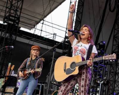 June 22, 2018 - Chicago, Illinois, U.S - HANNAH MULHOLLAND and NAOMI COOKE of Runaway June during Country LakeShake Music Festival at Huntington Bank Pavilion at Northerly Island in Chicago, Illinois Chicago U.S. - ZUMAs135 20180622_zap_s135_509 Copyright: xDanielxDeSloverx