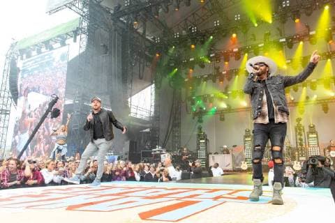 June 22, 2018 - Chicago, Illinois, U.S - CHRIS LUCAS and PRESTON BRUST of LoCash during Country LakeShake Music Festival at Huntington Bank Pavilion at Northerly Island in Chicago, Illinois Chicago U.S. - ZUMAs135 20180622_zap_s135_538 Copyright: xDanielxDeSloverx