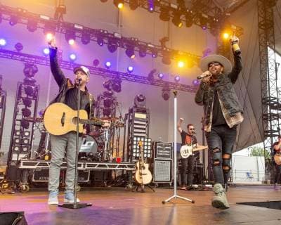 June 22, 2018 - Chicago, Illinois, U.S - CHRIS LUCAS and PRESTON BRUST of LoCash during Country LakeShake Music Festival at Huntington Bank Pavilion at Northerly Island in Chicago, Illinois Chicago U.S. - ZUMAs135 20180622_zap_s135_547 Copyright: xDanielxDeSloverx