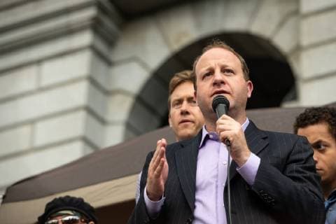 June 24, 2018 - Denver, Colorado, USA - Congressman, JARED POLIS, gave a rousing speech before hundreds of people took to the street of Denver to march against US immigration policies. Denver USA - ZUMAt221 20180624_sha_t221_904 Copyright: xTylerxTomasellox