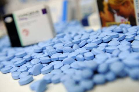 - BRUSSELS, BELGIUM : Illustration shows fake medecine, famous Viagra, in marge of the presentation of the results for the year 2009 of the struggle against imitation, Wednesday 31 March 2010, in Brussels. DIRKxWAEM  x19576211x