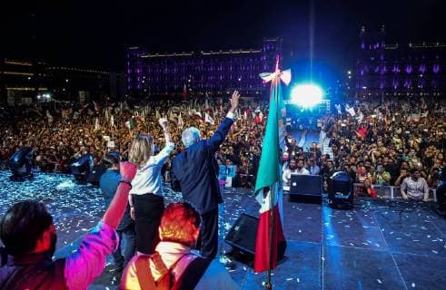 July 2, 2018 - Mexico, Ciudad de Mexico, Mexico - ANDRES MANUEL LOPEZ OBRADOR, became the next Mexican President on Sunday largest election in Mexico s history. Obrador, known as AMLO, addresses the Mexican people at Zocalo main plaza. Mexico Mexico - ZUMAl113 20180702_zap_l113_004 Copyright: xMiguelxJuarezxLugox