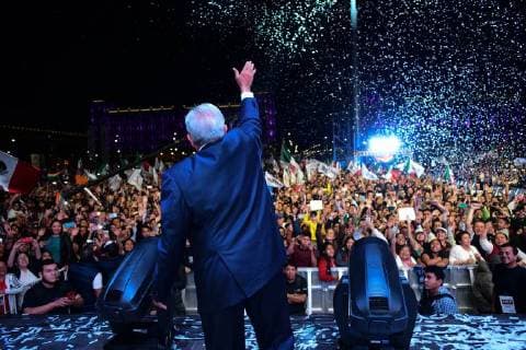 July 2, 2018 - Mexico, Ciudad de Mexico, Mexico - ANDRES MANUEL LOPEZ OBRADOR, became the next Mexican President on Sunday largest election in Mexico s history. Obrador, known as AMLO, addresses the Mexican people at Zocalo main plaza. Mexico Mexico - ZUMAl113 20180702_zap_l113_005 Copyright: xMiguelxJuarezxLugox