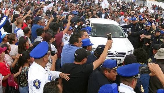 The future President of Mexico Andres Manuel Lopez Obrador is escorted by police on his way out of the National Palace, after meeting with the current President Enrique Pena Nieto, in Mexico City, Mexico, 03 July 2018. Obrador confirmed today that he will renounce official security, the residence of Los Pinos and the presidential plane, keeping his campaign promises. Lopez Obrador renounces security, official residence and plane !ACHTUNG: NUR REDAKTIONELLE NUTZUNG!  Copyright: xJorgexNúnezx MEX31 20180703-636662526916775723
