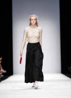 July 3, 2018 - Berlin, Germany - A model presents a Spring Summer 2019 Irene Luft collection during the first day of MBFW Berlin Fashion Weak in the ewerk showspace in Berlin, Germany on July 3, 2018. Berlin Germany  - ZUMAn230 20180703_zaa_n230_1096 Copyright: xDominikaxZarzyckax