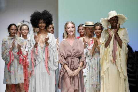 Lana Mueller with Models at the Lana Mueller Fashion Show Fashion Show at the MBFW at the Fashion Week Berlin Spring Summer 2019 at E Werk Berlin 05 07 2018 Foto:xS.xGabschx xFuturexImage