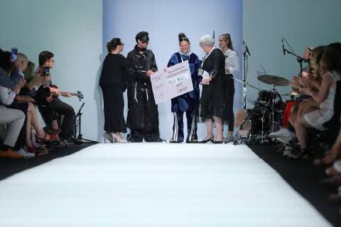 Berlin: Fashion Awards by ACTE Berlin: Designer and winner Malin Busck receives her award at the Rebelpin - Fashion Awards By Acte show during the Berlin Fashion Week Spring Summer 2019 at ewerk on July 5, 2018 in Berlin, Germany. Berlin Berlin-Mitte Germany  SimonexKuhlmey