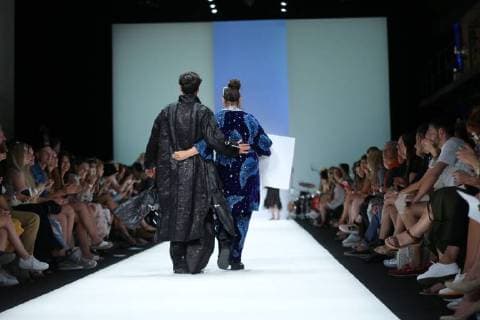 Berlin: Fashion Awards by ACTE Berlin: Designer and winner Malin Busck receives her award at the Rebelpin - Fashion Awards By Acte show during the Berlin Fashion Week Spring Summer 2019 at ewerk on July 5, 2018 in Berlin, Germany. Berlin Berlin-Mitte Germany  SimonexKuhlmey